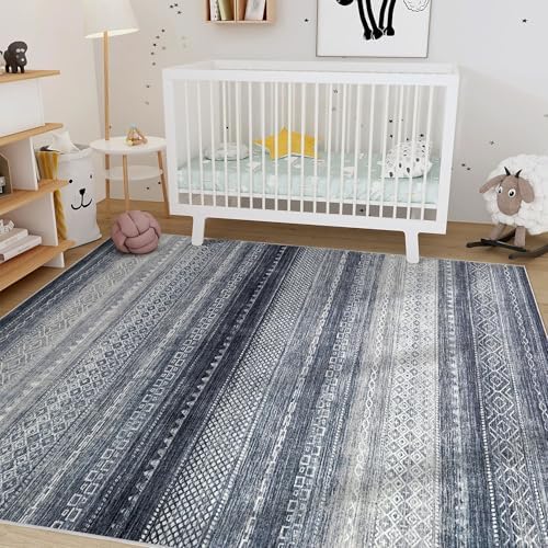 Nakagishi Boho 6x9 Area Rug Living Room Rugs Machine Washable Blue - Image 7