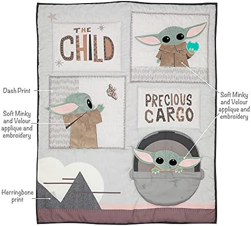 Lambs & Ivy Star Wars The Child Baby Yoda Nursery 3-Piece Baby Crib Bedding Set - Image 3