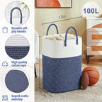 Laundry Basket, Woven Cotton Rope Laundry Hamper, Versatile Storage - Image 2