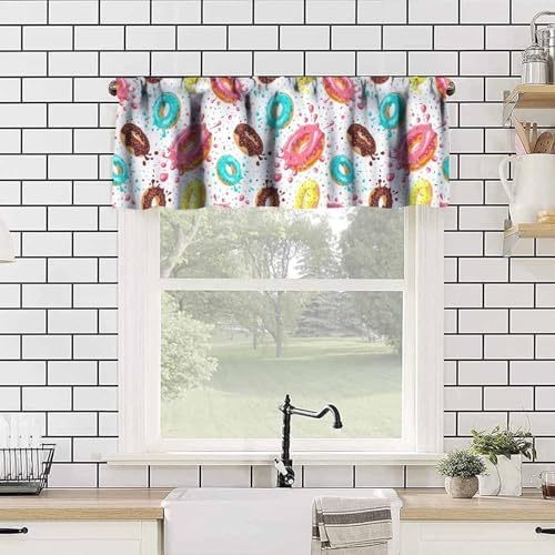 Donut Valances Curtain Colorful Donut Chocolate Lemon Blue Mint Pattern Window - Image 4