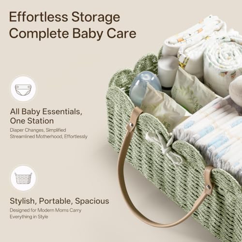 HBlife Large Baby Diaper Caddy, Paper Rope Scalloped Storage Baskets Nursery Bin - Image 4