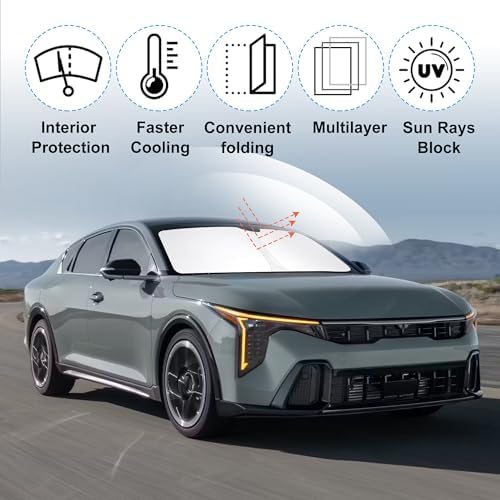TINGLU Sun Shade for Kia K4 2025 2026 Accessories Windshield Sun Shade Window - Image 5