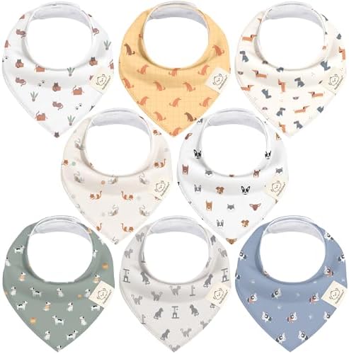 8pk Organic Baby Bandana Bibs for Drooling and Teething by KeaBabies