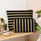 SOIDRAM 2 Pieces Makeup Bag Large Stripe Cosmetic Bag Capacity Canvas Mix - Image 6