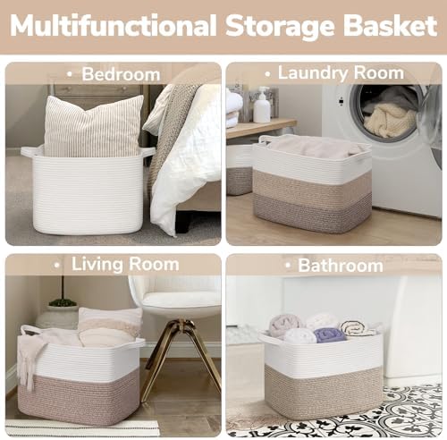 Goodpick 50L Large Woven Storage Basket, Light Brown - Image 5