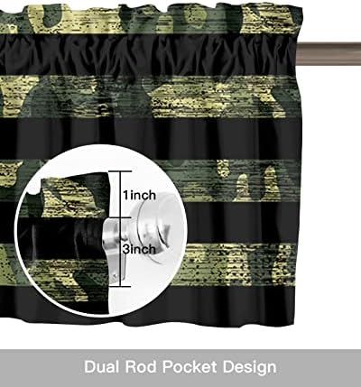 Vandarllin Rustic Green Camo Military Pattern American Flag Kitchen Curtains - Image 6
