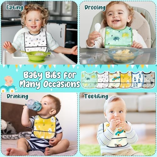 6Pcs Waterproof Toddler Bibs, Baby Feeding Bib - Image 6