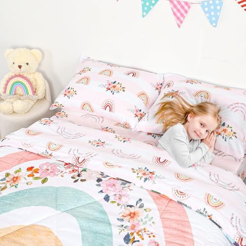 Toddler Bedding Sets Twin Size for Girls, Rainbow Toddler Crib Bedding Set 5 - Image 2