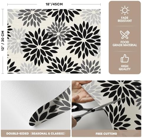 Artoid Mode Floral Vinyl Placemats Set of 4, Heat Resistant Washable Non-Slip - Image 6