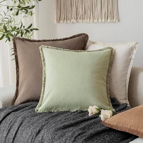 Foindtower Decorative Linen Fringe Throw Pillow Covers Cozy Boho Farmhouse - Image 5