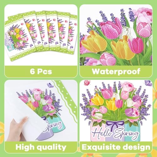 Spring Placemats Set of 6 Tulip Vase Plastic Table Mat 17×13×0.04in - Image 3