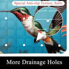 Shower Mat Non Slip 26.8 x 15.1 Inches, Hummingbirds Flowers Bathtub Mat Shower - Image 2