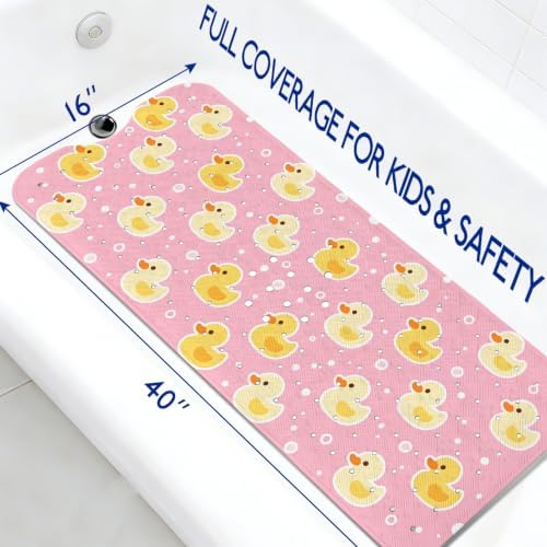 Kids Bathtub Mat Non Slip, 40 x 16 Inch Tub Mat - Image 2