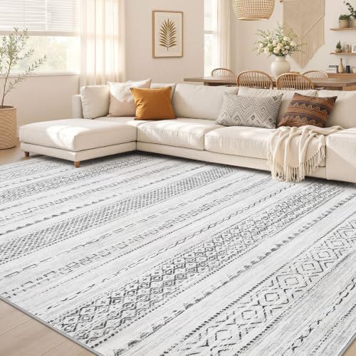 Nakagishi Boho 6x8 Area Rug Living Room Rugs Machine Washable Gray by NakagishiAreaRug