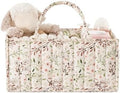 Quilted Fabric Storage Basket Floral Baby Diaper Caddy Quilted Basket by BBIQI