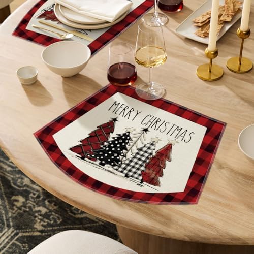 Artoid Mode Red Christmas Trees Wedge Shape Placemats - Image 5