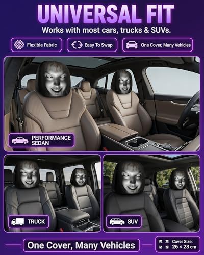 Creative Car Headrest Covers, Ghost Face Headrest Covers, Scary Covers - Image 7