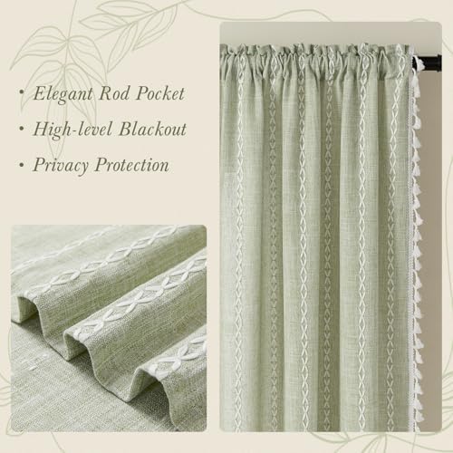 MitoVilla 2 Panels Boho Kitchen Short Curtains, Modern Farmhouse Cafe Curtains - Image 6