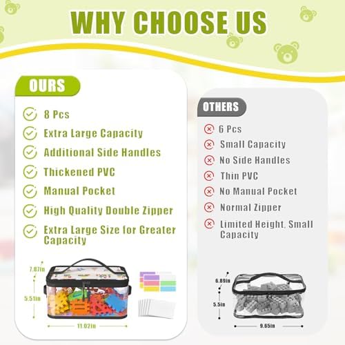 8 Packs Large Clear Toy Storage Bags - Image 2
