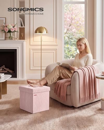 SONGMICS Storage Ottoman, Foldable PU Leather Footrest - Image 2