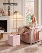 SONGMICS Storage Ottoman, Foldable PU Leather Footrest - Image 2