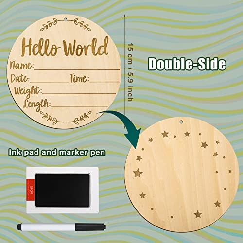 Baby Announcement Sign with Ink Pad, Hello World Newborn Sign - Image 2