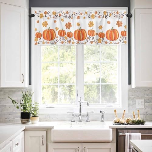 Fall Maple Leaves Kitchen Curtains and Valances Set, Thanksgiving Watercolor - Image 2