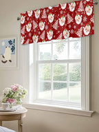 Red Christmas Valance Curtains for Kitchen Windows Santa Claus Merry Christmas - Image 5