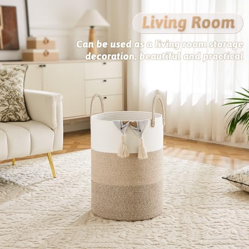 Artfeel Laundry Basket, Woven Cotton Rope Laundry Hamper, 40L - Image 5