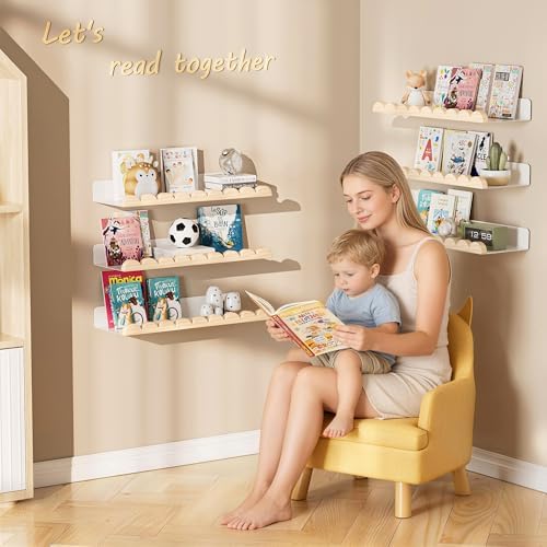 6-Pack Nursery Book Shelves, Scalloped Floating Shelves - Image 4