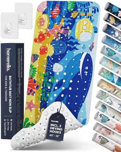 homerella Bathtub Mat Non Slip Kids 40x16 Baby Bath Mat Non Slip Anti Mold by Homerella