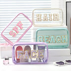 4 Pcs Beach Toiletry Bag Clear Chenille Letter Pouch Diaper Bag Organizer - Image 6