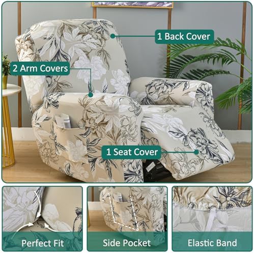 NILUOH Stretch Recliner Covers 4 Piece, Non-Slip Lazy Boy Chair Covers - Image 2