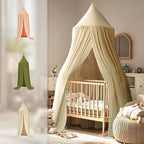 Cotton Kids Bed Canopy, Nursery Room Baby Crib Hanging Curtain Mosquito Net - Image 2