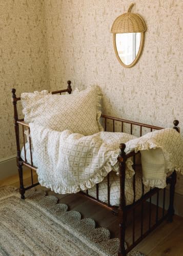 Oilo 100% Organic Premium Cotton Muslin Crib Quilt & Sham Set, Print and Solid - Image 2