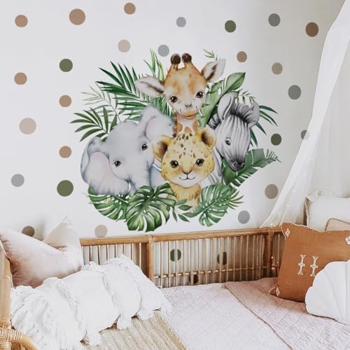 37.95x33.13 Inch Watercolor Jungle Animal Wall Decal Forest Animal Tiger - Image 4