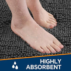 Chenille Bathroom Runner Rug 17"x47" Dark Gray, Plush Bath Mat - Image 4