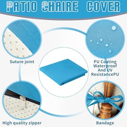 Tudomro 4 Pcs Outdoor High Back Chair Cushion Covers Waterproof Patio - Image 3