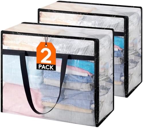 Lifewit 2 Pack Clear Storage Bags, 45L Clothes Organizer by Lifewit