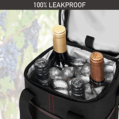opux Insulated Wine Cooler Bag, Leakproof 4 Bottle Wine Tote Carrier - Image 5
