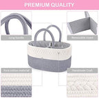 ABenkle Diaper Caddy Organizer, Boho Rustic Cotton Rope Nursery Baby Basket - Image 4