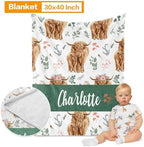 Custom Crib Bedding Set for Boys Gift Highland Cow Grassland Color23 - Image 2