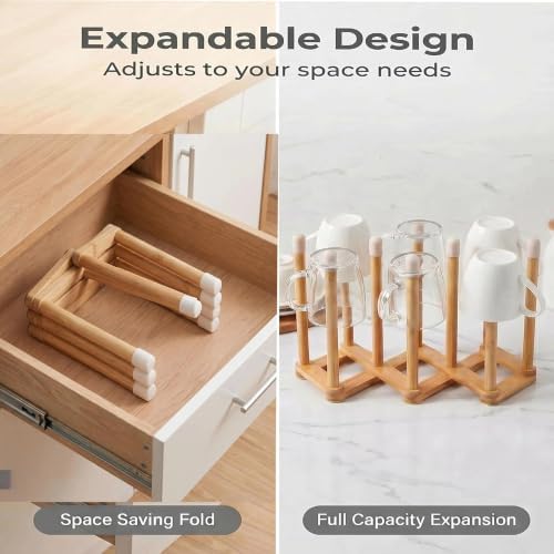 Bamboo Retractable Bottle Drying Rack Cup Dish Drying Racks, Sports Water - Image 5