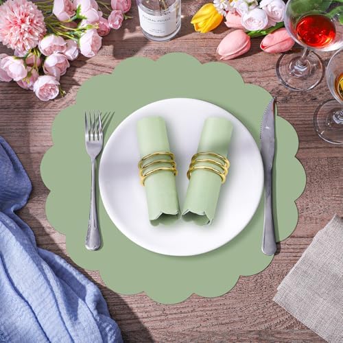 120 Pcs Sage Green Paper Placemat, Disposable Scalloped Wedding Placemats - Image 4