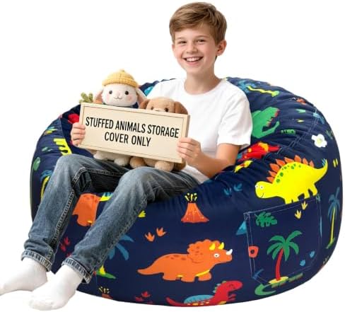 Lukeight Dinosaur Stuffed Animal Storage Bean Bag Chair Cover by Lukeight