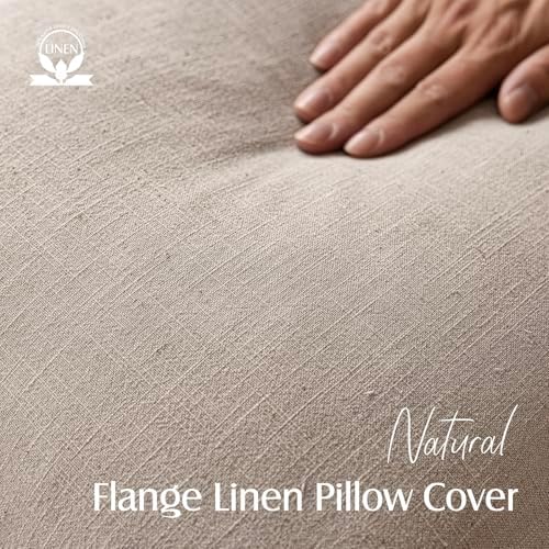 Foindtower Linen Solid Decorative Throw Pillow Covers 24x24 Natural Linen - Image 2
