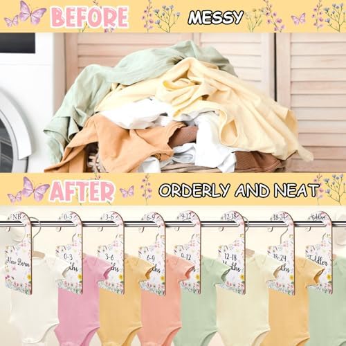 Baby Closet Dividers 8PCS, Wildflower/Floral Theme Wooden Double-Sided Clothes - Image 5