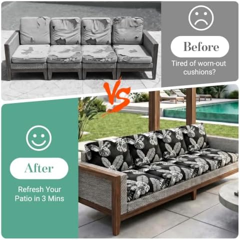 8Pcs Patio Cushion Covers Stretch Outdoor Furniture Protector Slipcovers - Image 5