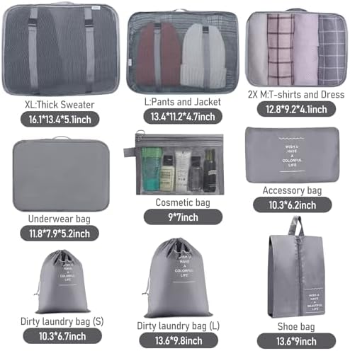 Packing Cubes for Travel 10 Set Luggage Organizer Bags - Image 6