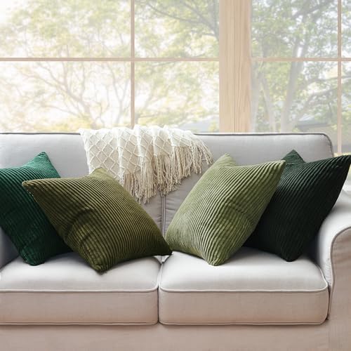 Topfinel Dark Green Euro Shams Decorative Throw Pillow Covers 22x22 Inch Set of - Image 4